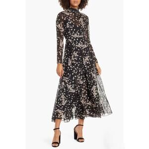 CAARA Ruxley Long Sleeve Floral Sheer High Neck Maxi Dress